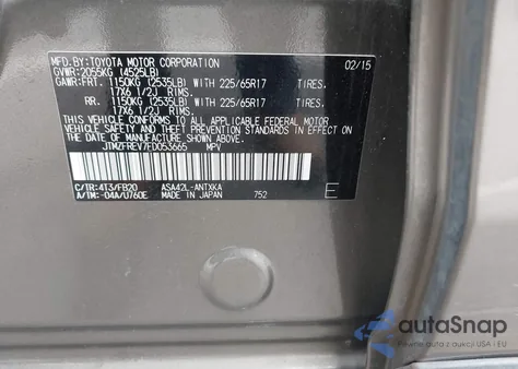 2015 Toyota Rav4 Le z USA, uszkodzony, nr VIN JTMZFREV7FD053665